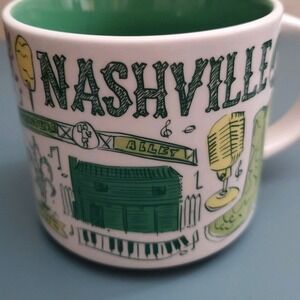 Starbucks Nashville Mug Green 14oz Been There Series BWB 20 Large Ceramic Cup